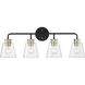 Cameron 4 Light 30 inch Matte Black/Modern Gold Vanity Light Wall Light